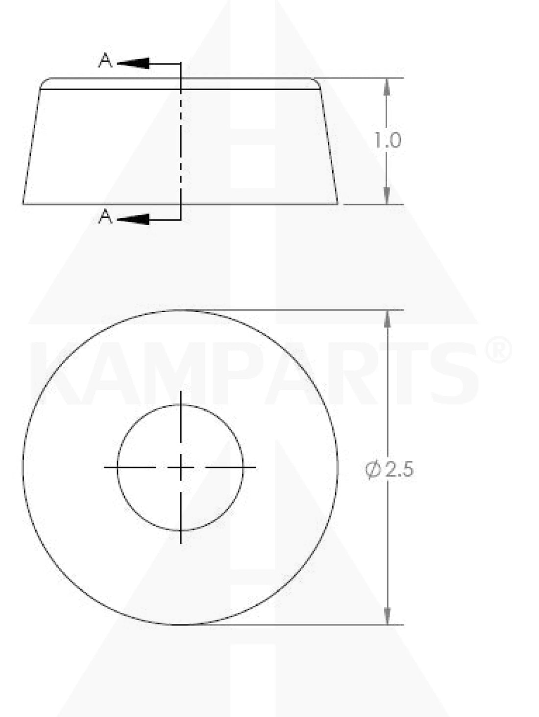 Rubber Bumper - 2-1/2” O.D. x 1” Thickness x 1” I.D. Parts & Components