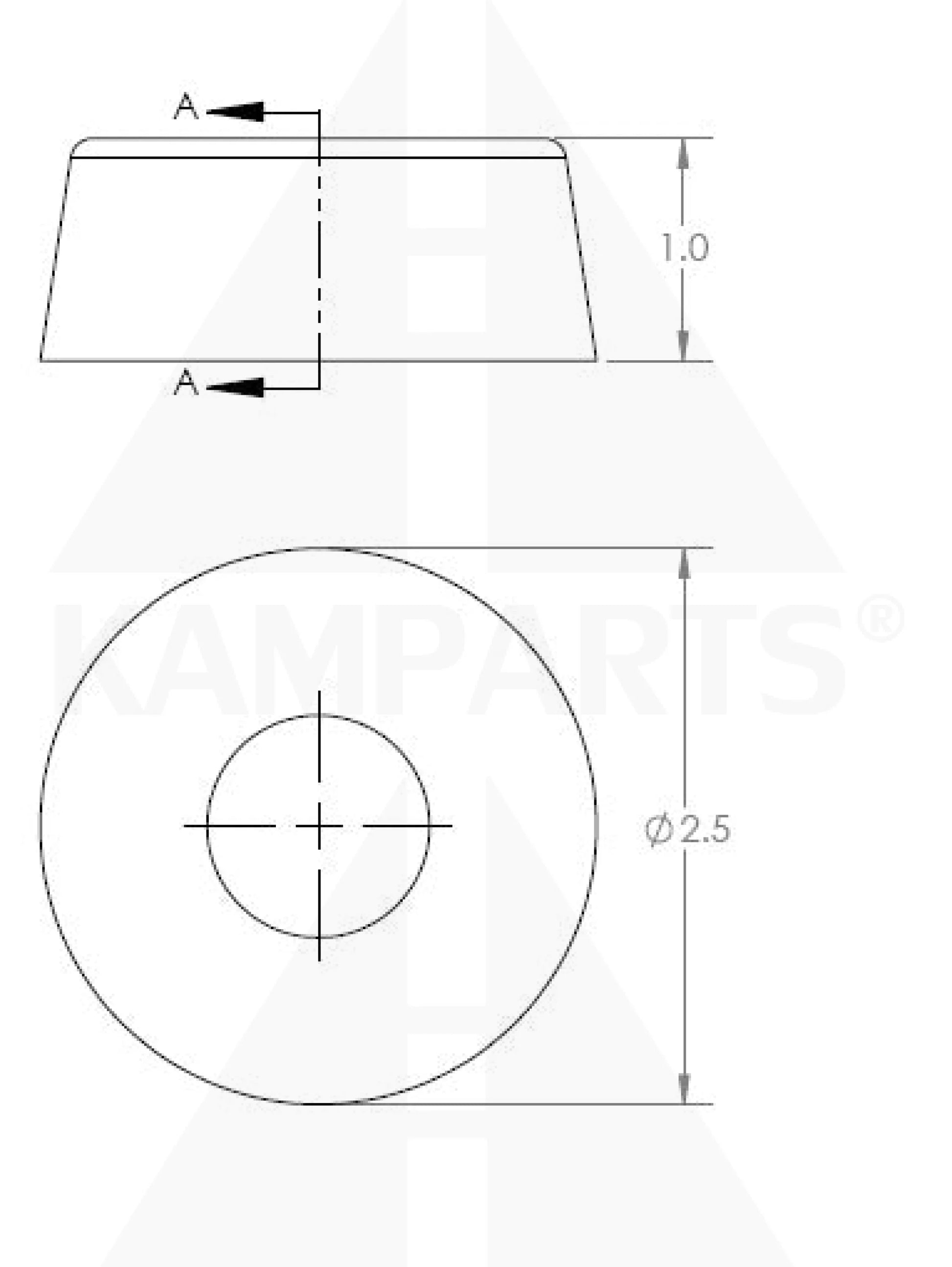 Rubber Bumper - 2-1/2” O.D. x 1” Thickness x 1” I.D. Parts & Components