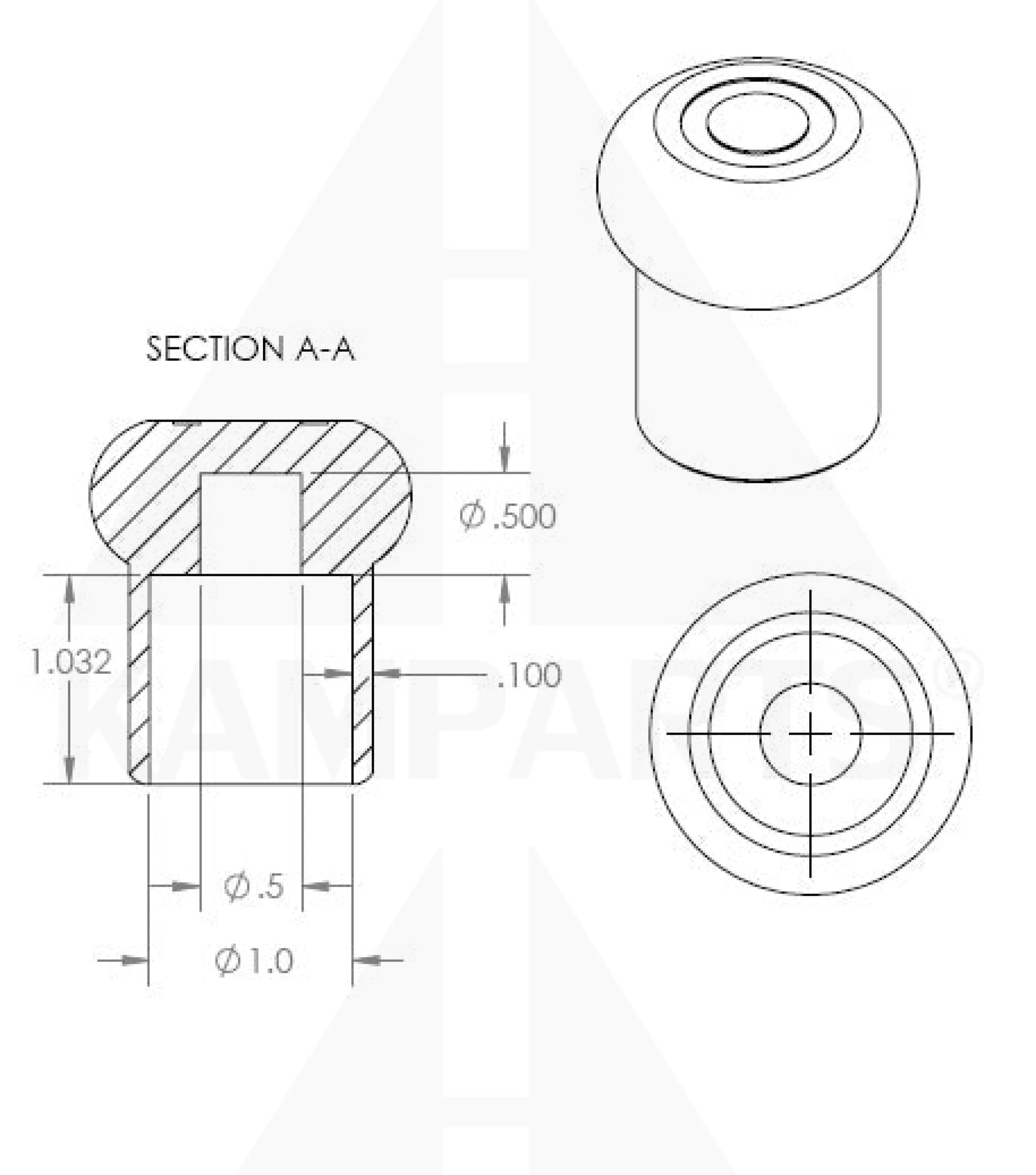 Rubber Bumper Cover -1’’ ROUND RUBBER CUSH-COVER. Parts & Components