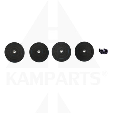 Rubber Bumper Plate Olympic Set 2’’ - 230 LB B1000PB - 7 Ft - 20KG ~ 45 LBs, 2 Toned – Black Oxide Handle, Brass