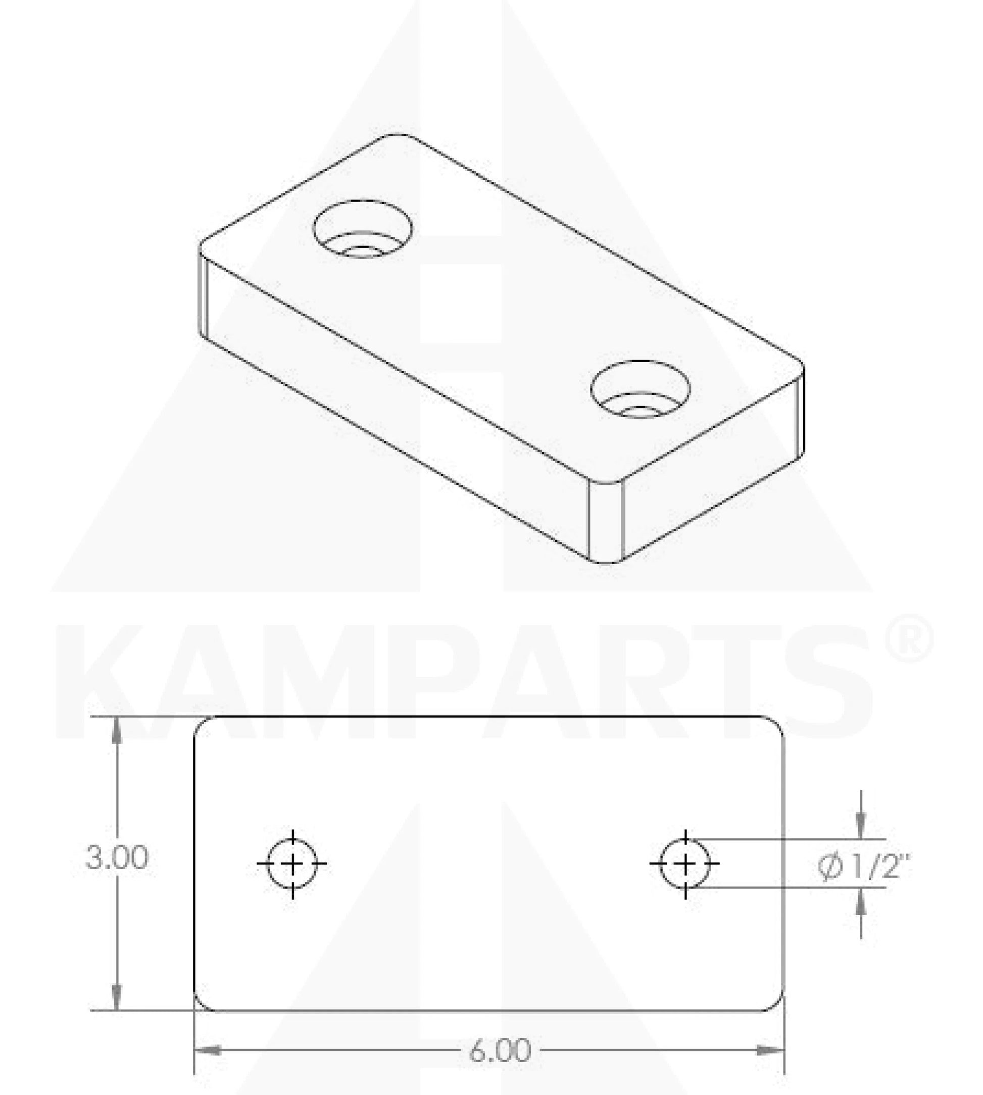 Rubber Floor Pad - 6” x 3” x 1” Parts & Components