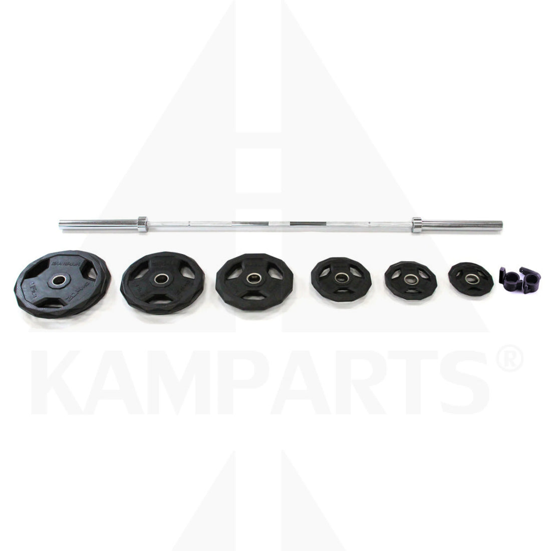 Rubber Grip Plate 2’’ Olympic Set - 300 LB OC86 - 7 Ft - 20kg ~ 45 lbs, Chrome finish, 500 lb weight Capacity, 31 mm