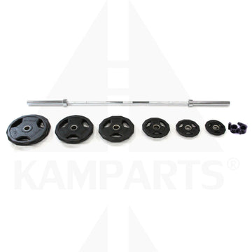 Rubber Grip Plate 2’’ Olympic Set - 300 LB OC86 - 7 Ft - 20kg ~ 45 lbs, Chrome finish, 500 lb weight Capacity, 31 mm