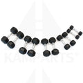 Rubber Hex Dumbbell Set - 5 - 25 LB - 5 Pairs w/black rack Bars Weights & Benches