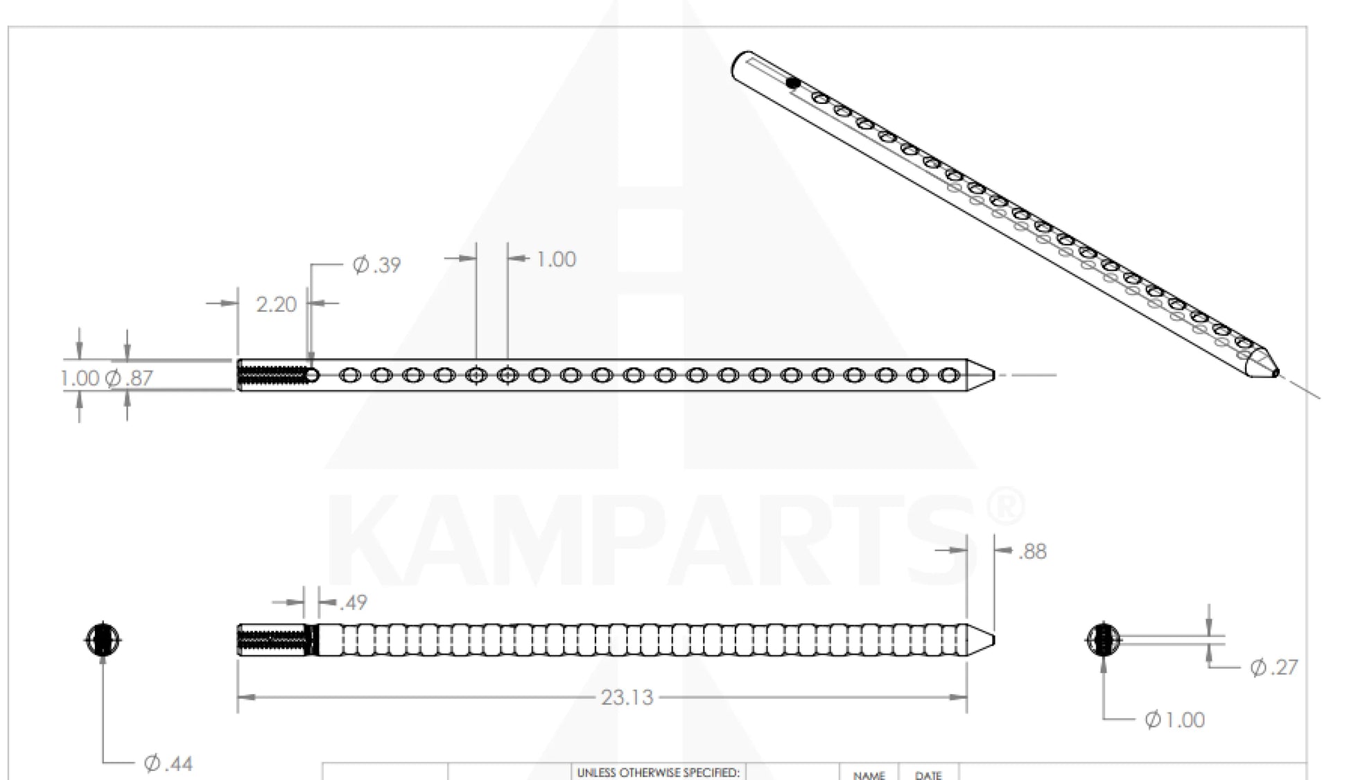 Selector Shaft - 20 holes Parts & Components
