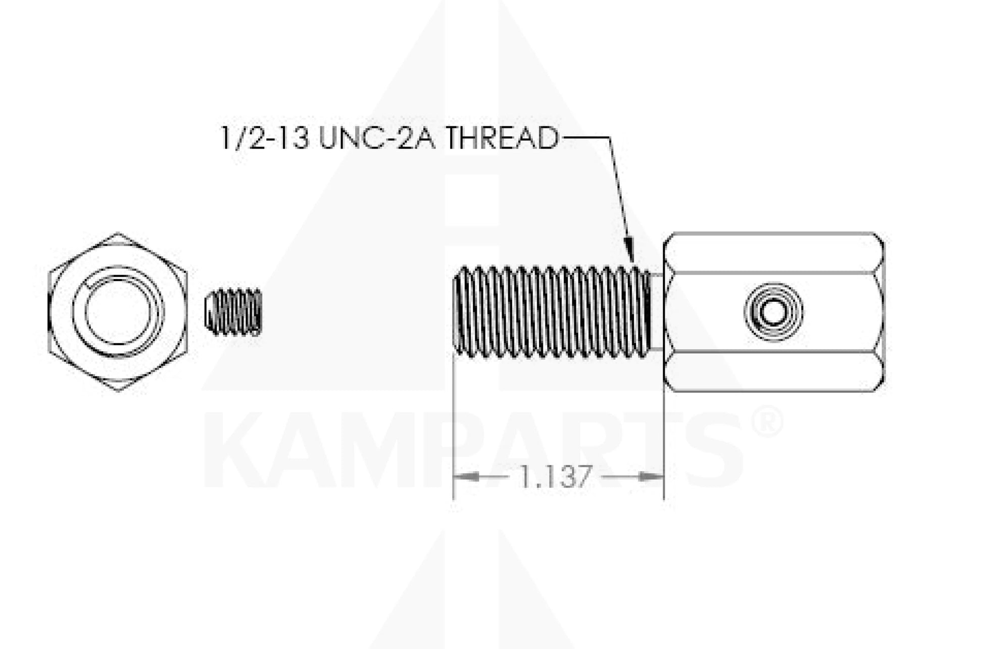 Shaft/Cable Connector w/ 3 Set Screws - 1/2” - For cables upto 3/16’’ Cable-Chain-Belting