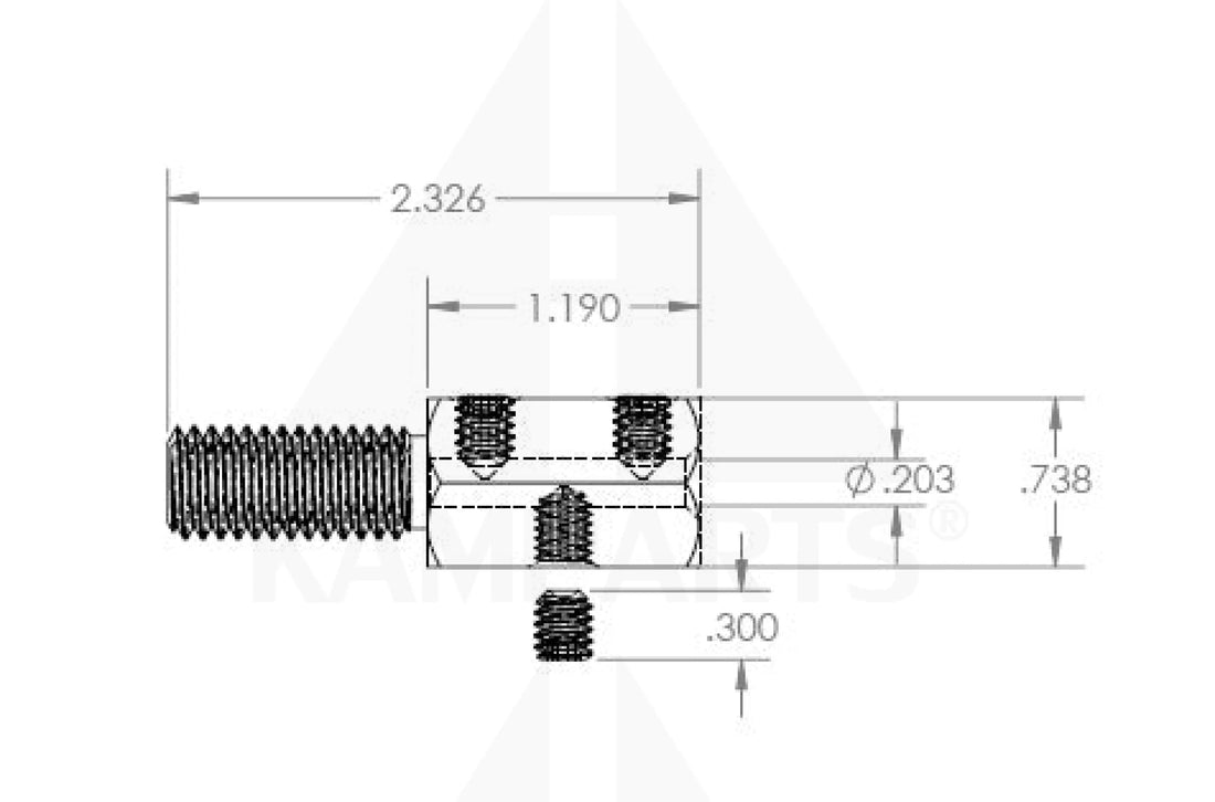 Shaft/Cable Connector w/ 3 Set Screws - 1/2” - For cables upto 3/16’’ Cable-Chain-Belting