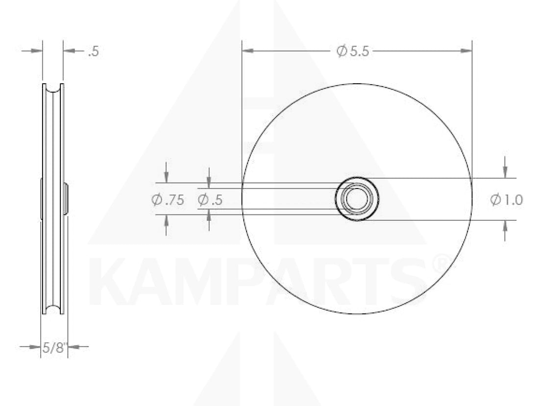 Steel Pulley - 5-1/2” x 1/2” Hub x 1/2” Bushing Parts & Components