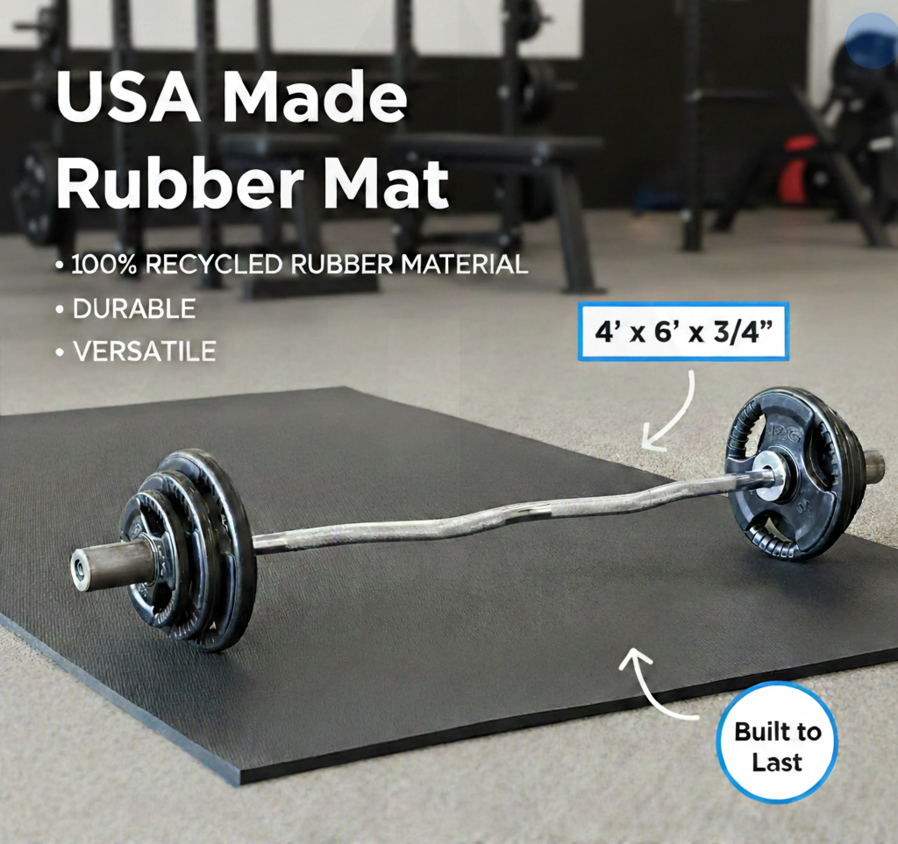 USA Made - Rubber Mat - 4' x 6' x 3/4”