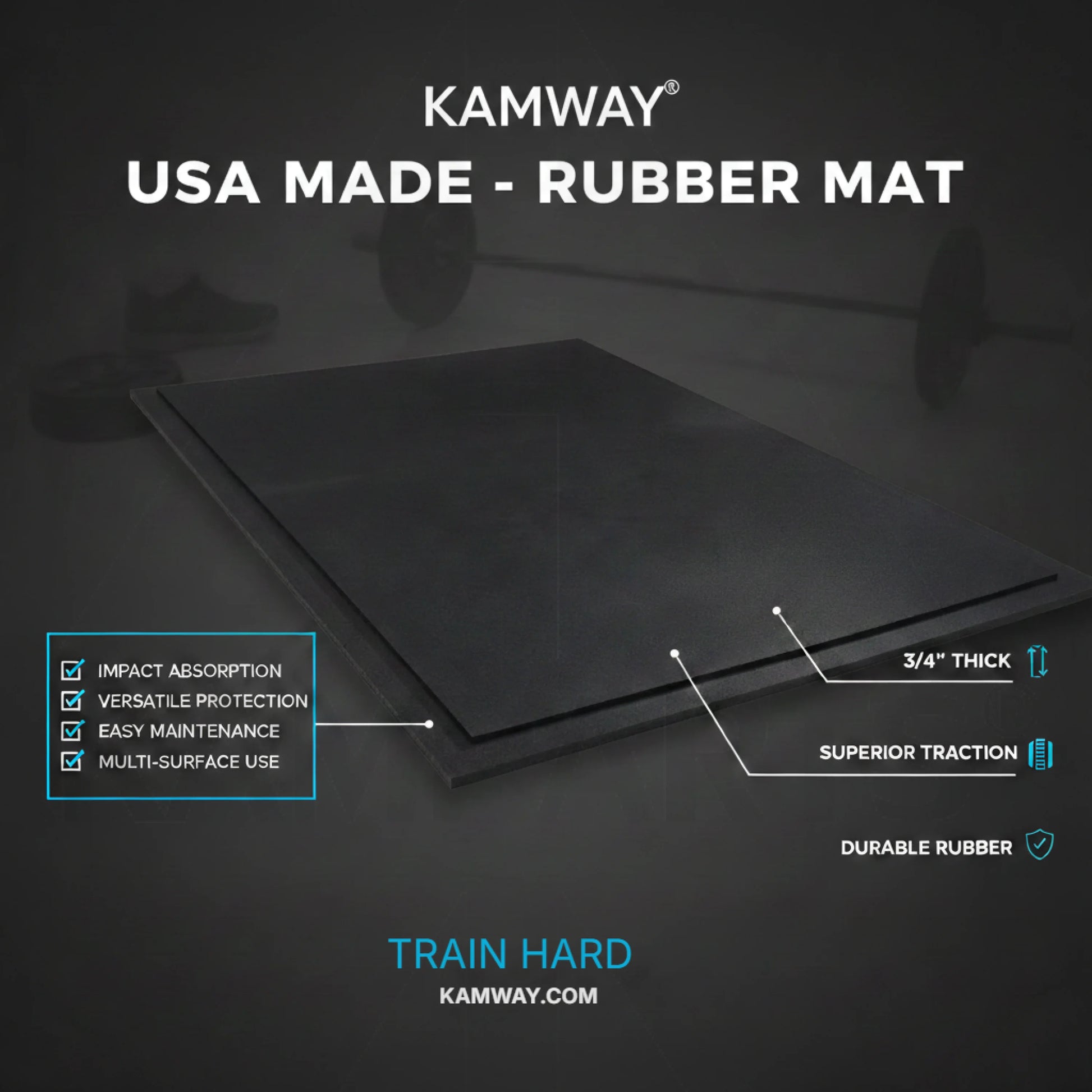 USA Made - Rubber Mat - 4’ x 6’ x 3/4” Functional Training (NEW)