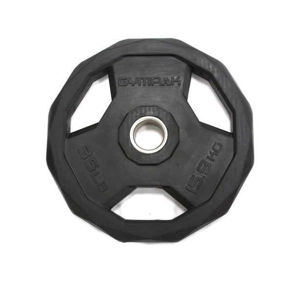 Black Rubberized 2" Olympic Grip Plate - 35 LB