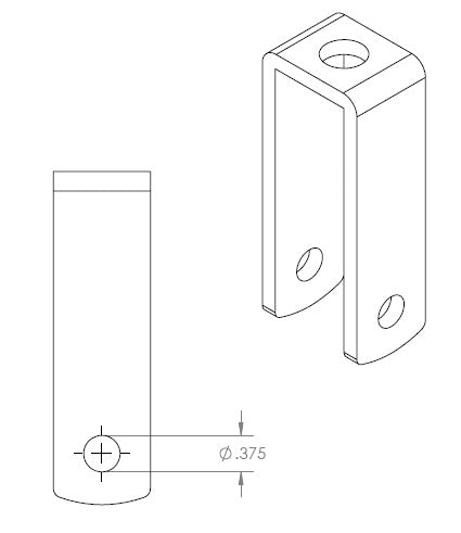 Pulley Bracket - Fits 4” thru 4-1/2” Pulleys. 1” Space x 3/8” Bore