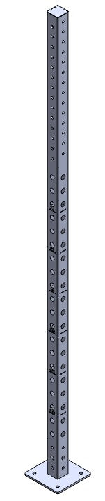 Upright Steel Post 3 x 3 - 11 Gauge - 9' with Machined 1" Holes  - Top Cover, Powder Coated