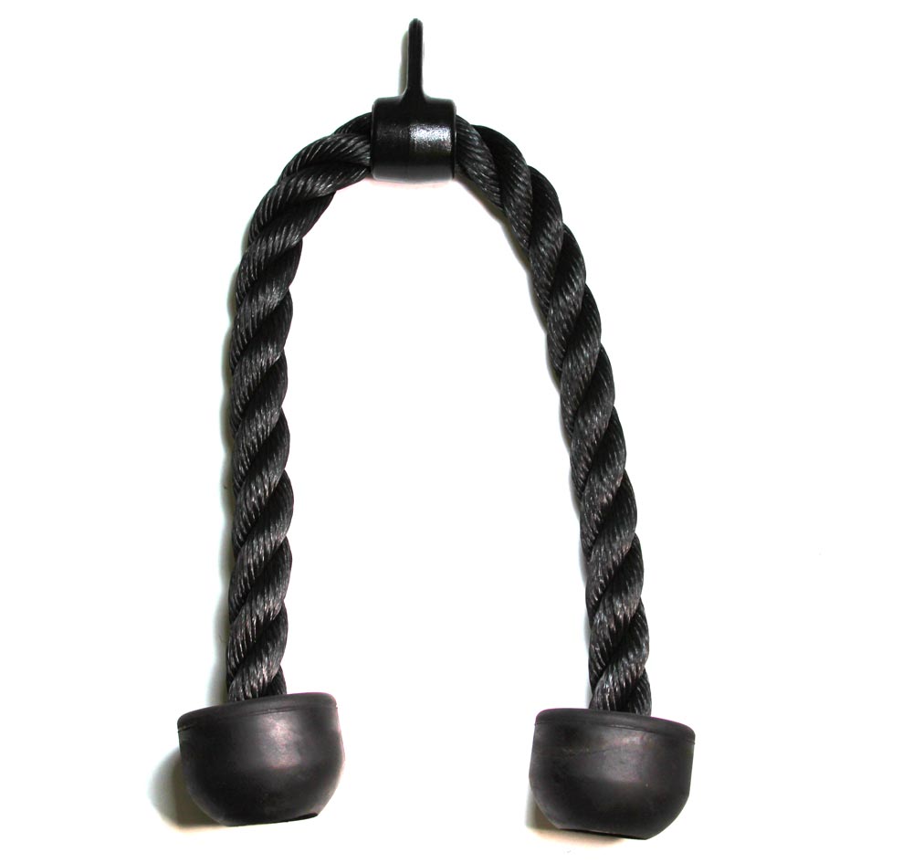 Gympak Pro Tricep Pressdown Rope – Black with Rubber Ends