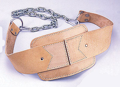 Imported Leather Padded Dip Belt with Heavy Duty Chain & Hook