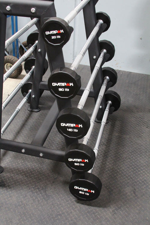 Commercial Urethane Straight Barbell Set with Rack - (20 lb - 110 lb)