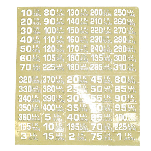 White Number Sticker. Clear Back Ground . LB/Kg (new)