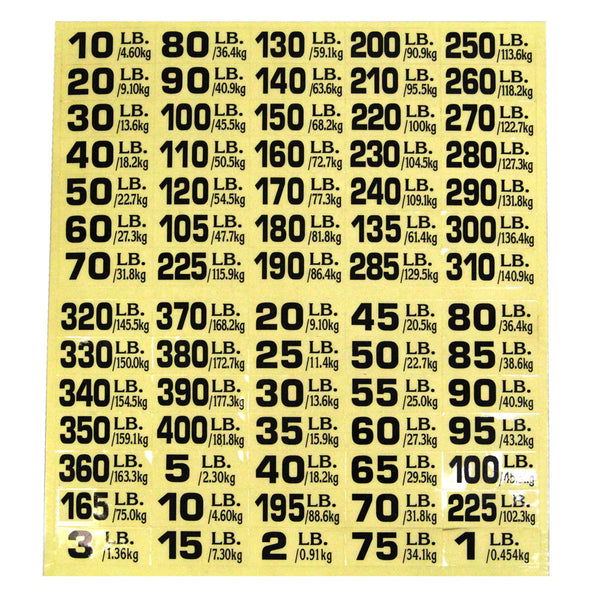Kilogram Number Sticker Decal Set 2 kg - 40 kg (2 kg Increments
