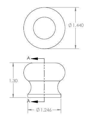 Aluminum Knob - 3/8” Thread. Round. Red