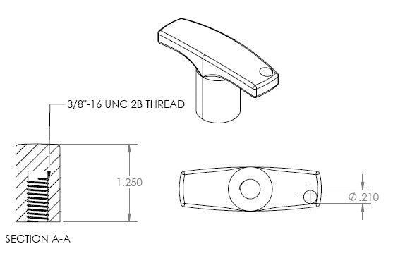 Aluminum T-Knob - 3/8” Thread