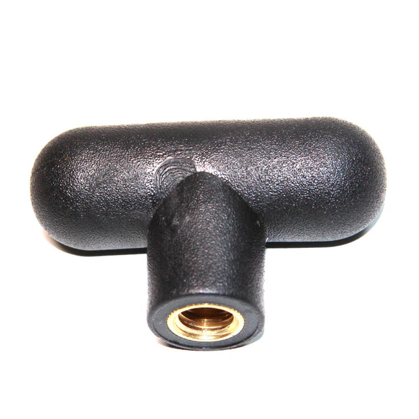 Black Plastic T Knob with threaded Bronze insert – 3/8”