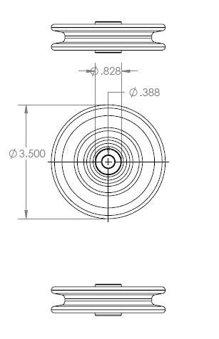 Pulley – Aluminum 3.5 inch – 3/8”  Bore 1 inch Hub