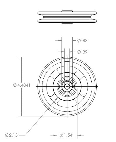 Pulley – Aluminum 4.5 inch – 3/8”  Bore 1 inch Hub