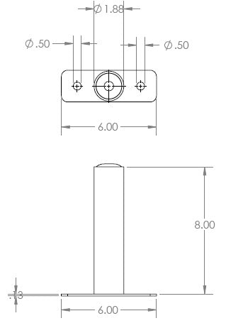 Black ABS/Steel Plate Holder - 8”L x 1-7/8” Dia.